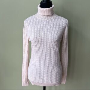 L.L. Bean NWOT 100% Cashmere Minimalist Classic Cable Knit Turtleneck Sweater